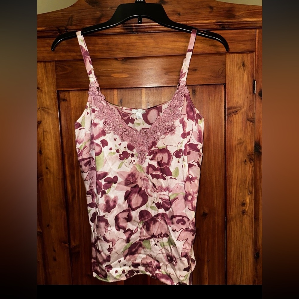 Apt 9 Women’s Y2K tank top L vintage pink beaded floral